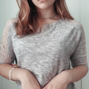 Lace Sleeves Light Sweater